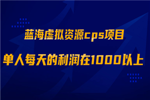 蓝海虚拟资源cps项目，目前最高单人每天的利润在1000以上【视频课程】