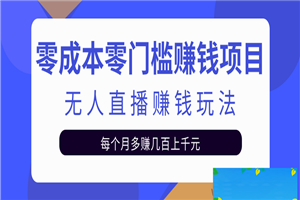 零成本零门槛赚钱项目，无人直播挂机赚钱玩法每月多赚几百上千元