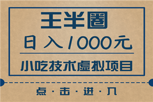 王半圈最新教程_日入1000小吃技术虚拟项目（快手、豆瓣、闲鱼快速引流变现）