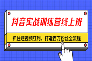 抖音实战训练营线上班，抓住短视频红利，打造百万粉丝全流程（无水印）