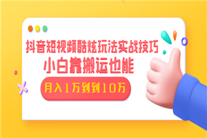 抖音短视频酷炫玩法实战技巧：小白靠搬运也能月入1万到10万(6节视频)