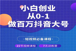 蛋解创业 小白创业从0-1做百万抖音大号 全套实战课