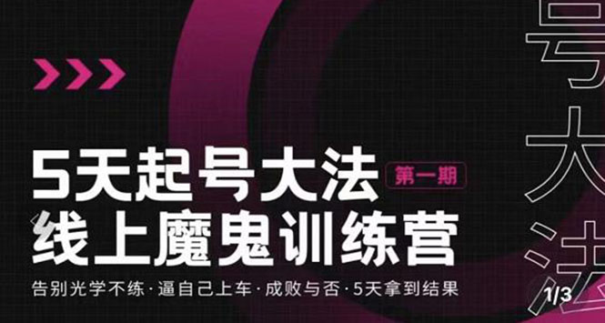 五天起号魔鬼训练营，告别光学不练，逼自己上车，成败与否，5天拿到结果