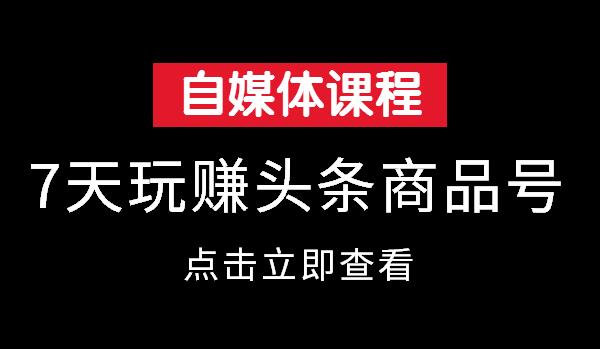 7天玩赚今日头条商品号