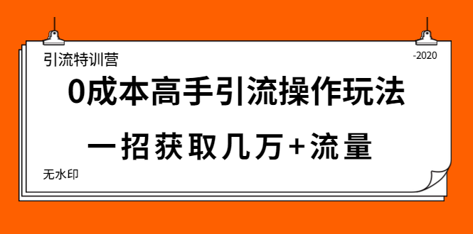 引流特训营：0成本高手引流操作玩法，一招获取几万+流量