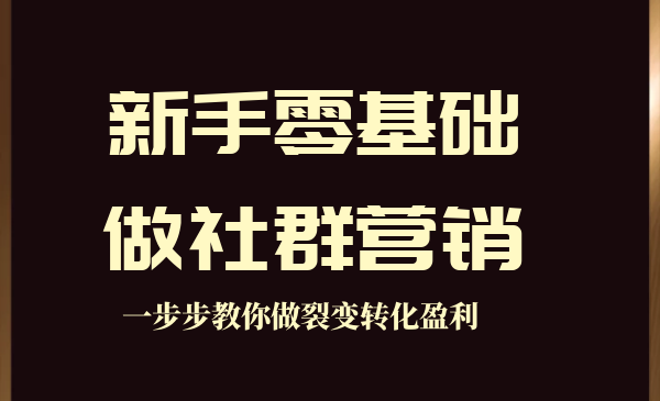 新手零基础做社群营销，一步步教你做裂变转化盈利