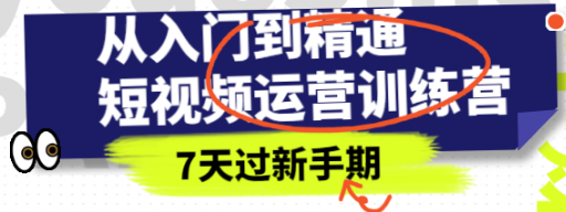 从入门到精通短视频运营训练营，理论、实战、创新，7天过新手期