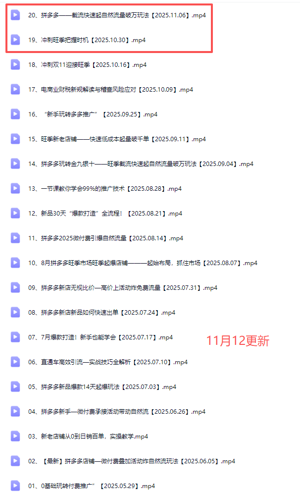 电霸学堂2025年拼多多电商运营教程冲刺双十一(价值4980元)