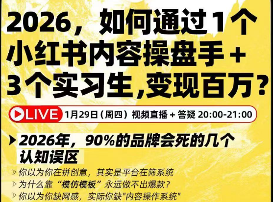 迪安-2026如何通过1个小红书内容操盘手+3个实习生,变现百万?
