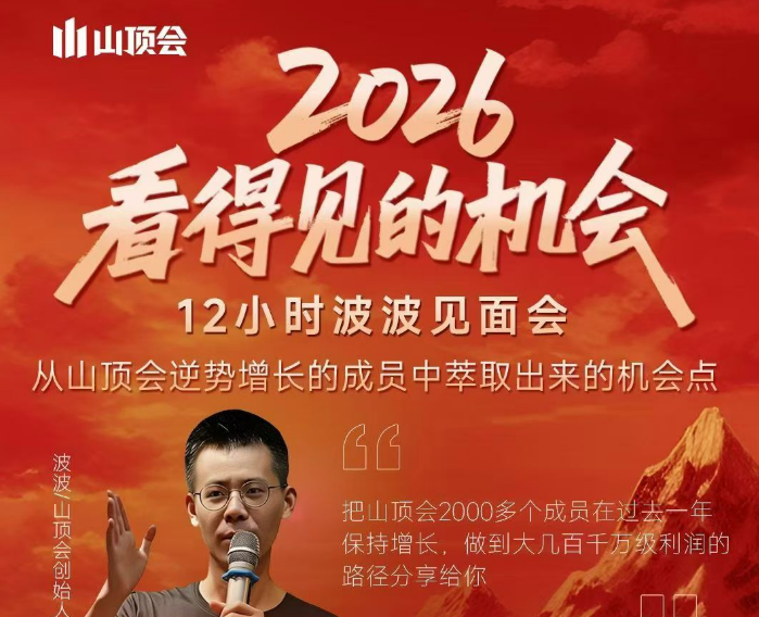 波波-2026看得见的机会12小时波波见面会全程线下课2月1日东莞