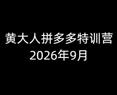 黄大人-拼多多特训营2026年9月(价值3980元)